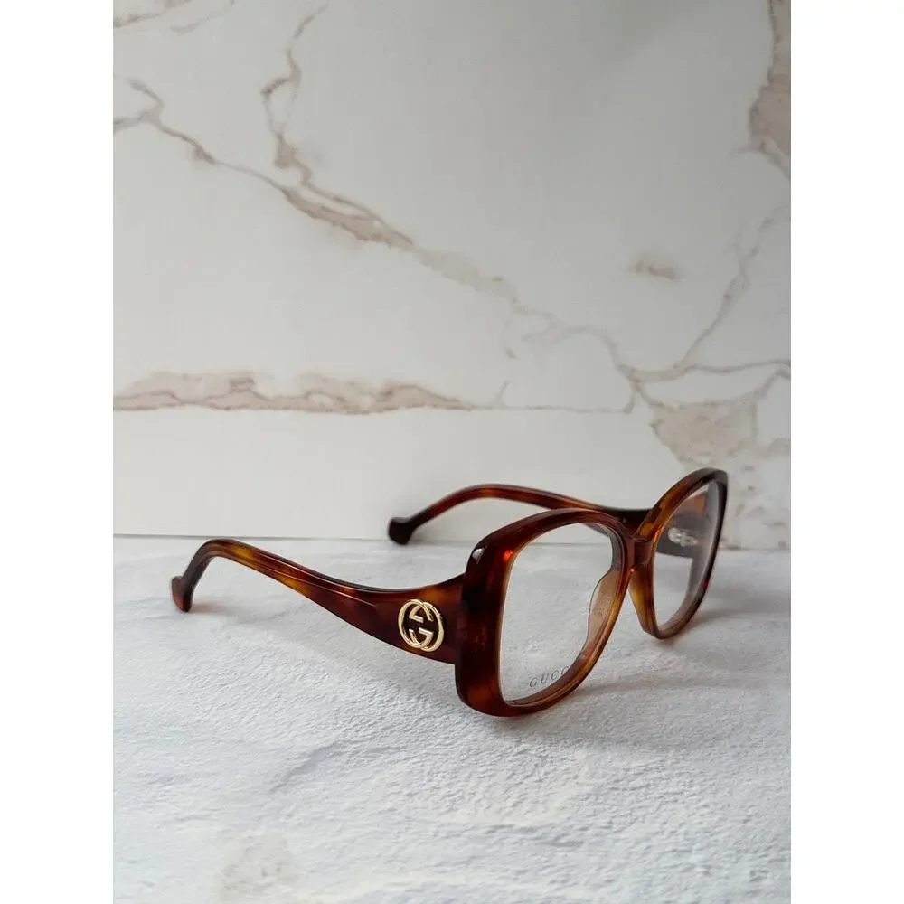 NEW Gucci GG1236O Havana Brown Square Eyeglasses Frames